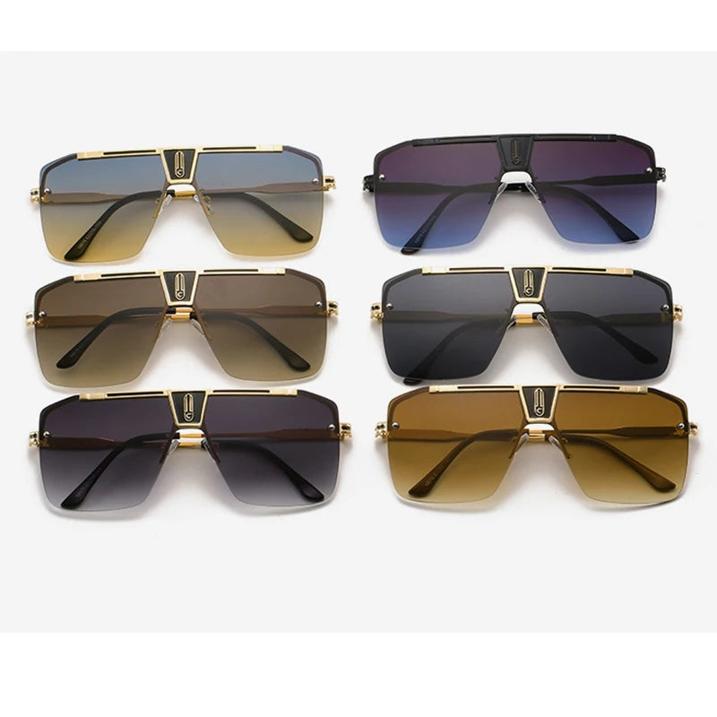 Óculos de sol gradiente Degrade para homens e mulheres, óculos de sol sem aro sem aro, design de marca vintage, UV400, na moda, 2024