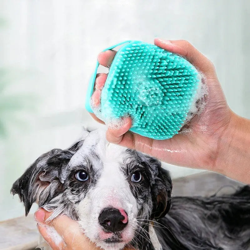 Escova de banho para animais de estimação, silicone macio, massageador, gel de banho, ferramentas limpas, pente, cão, gato, suprimentos de limpeza