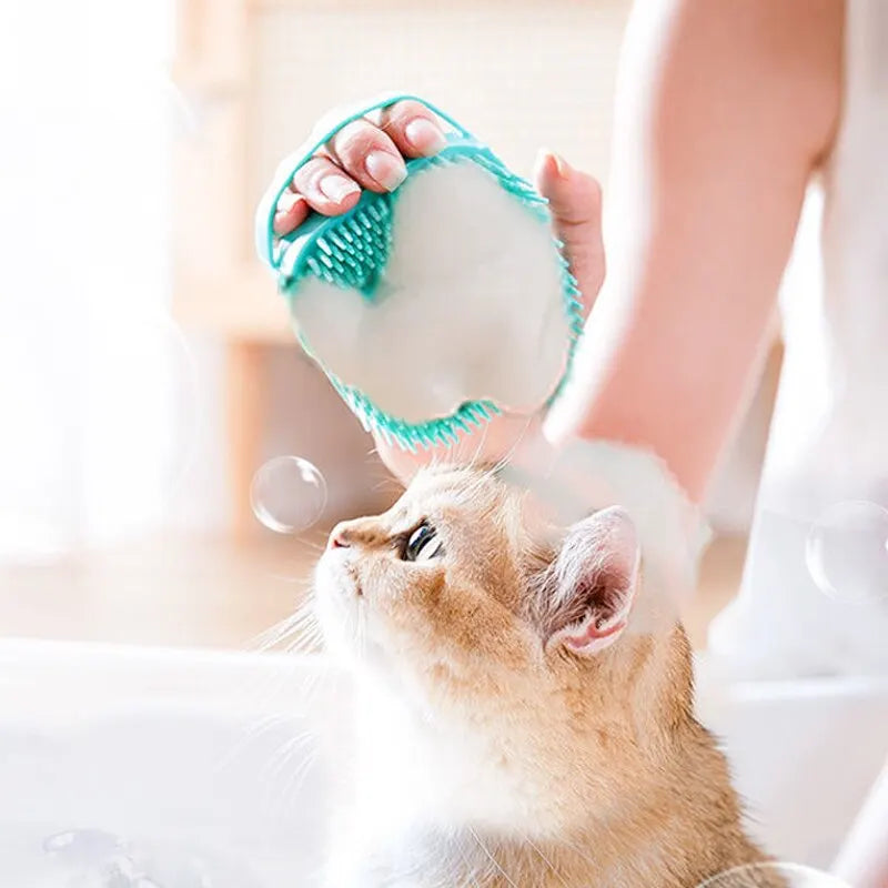 Escova de banho para animais de estimação, silicone macio, massageador, gel de banho, ferramentas limpas, pente, cão, gato, suprimentos de limpeza