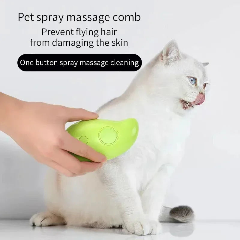Escova elétrica 3 em 1 para animais de estimação, escova a vapor para cães e gatos, massagem, pente para remoção de pelos